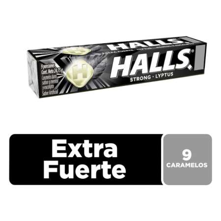 HALLS EN BARRA NEGRO STRONG 24.75G