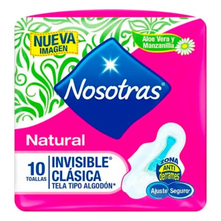 NOSOTRAS INVISIBLE CLASICA TELA NATURAL 10u